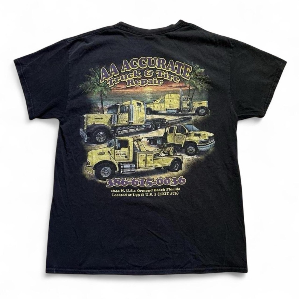 Retro AA Accurate Truck & Tire Repair Black Graphic Tee
